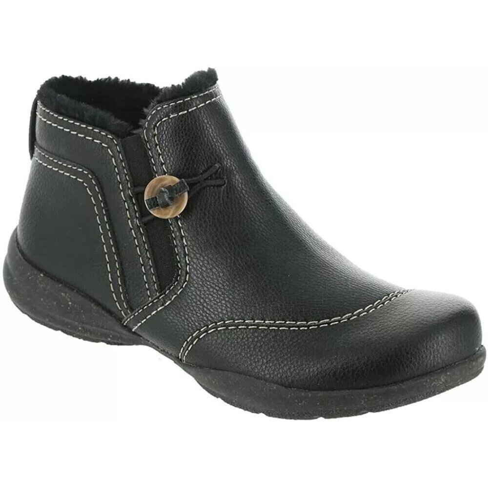 Clarks Womens Roseville Aster Black Leather Ankle Boots Button NEW 8 W